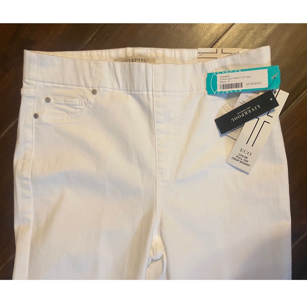 Liverpool Los Angeles Chloe Pull On Crop Skinny Jeans White Eco Denim 4/27 NEW - Picture 3 of 10